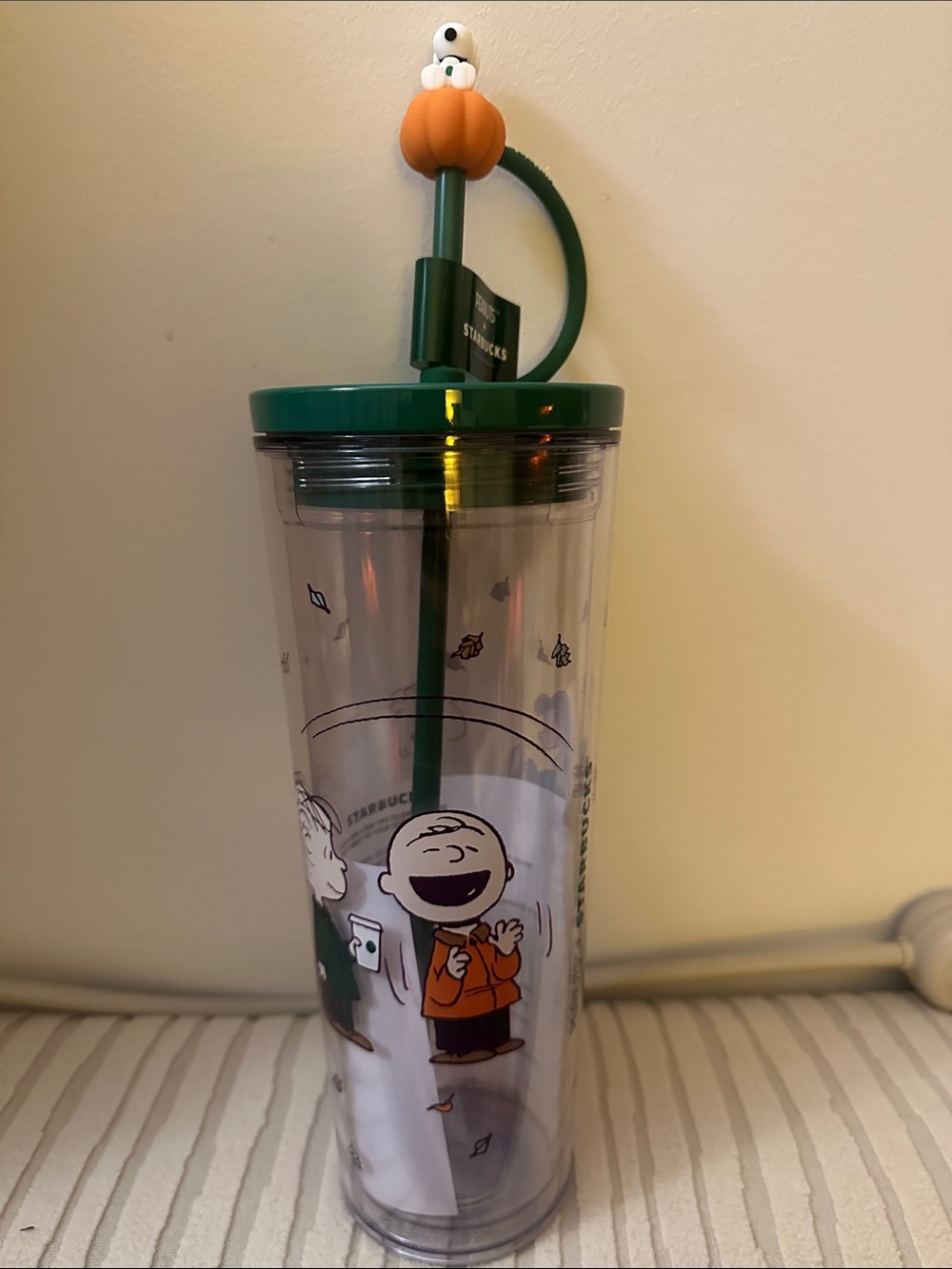 Starbucks Green Lid Charlie Brown Pumpkin Tumbler-limited edition